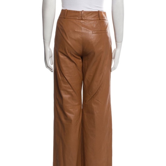 Brown Leather Wide-Leg Pants - Picture 3 of 4